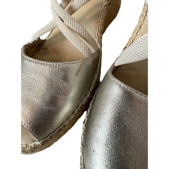 Abeo Biosystems Delano Espadrille Women's Size 7N Gold Leather Wedge Sandals - Picture 10 of 14